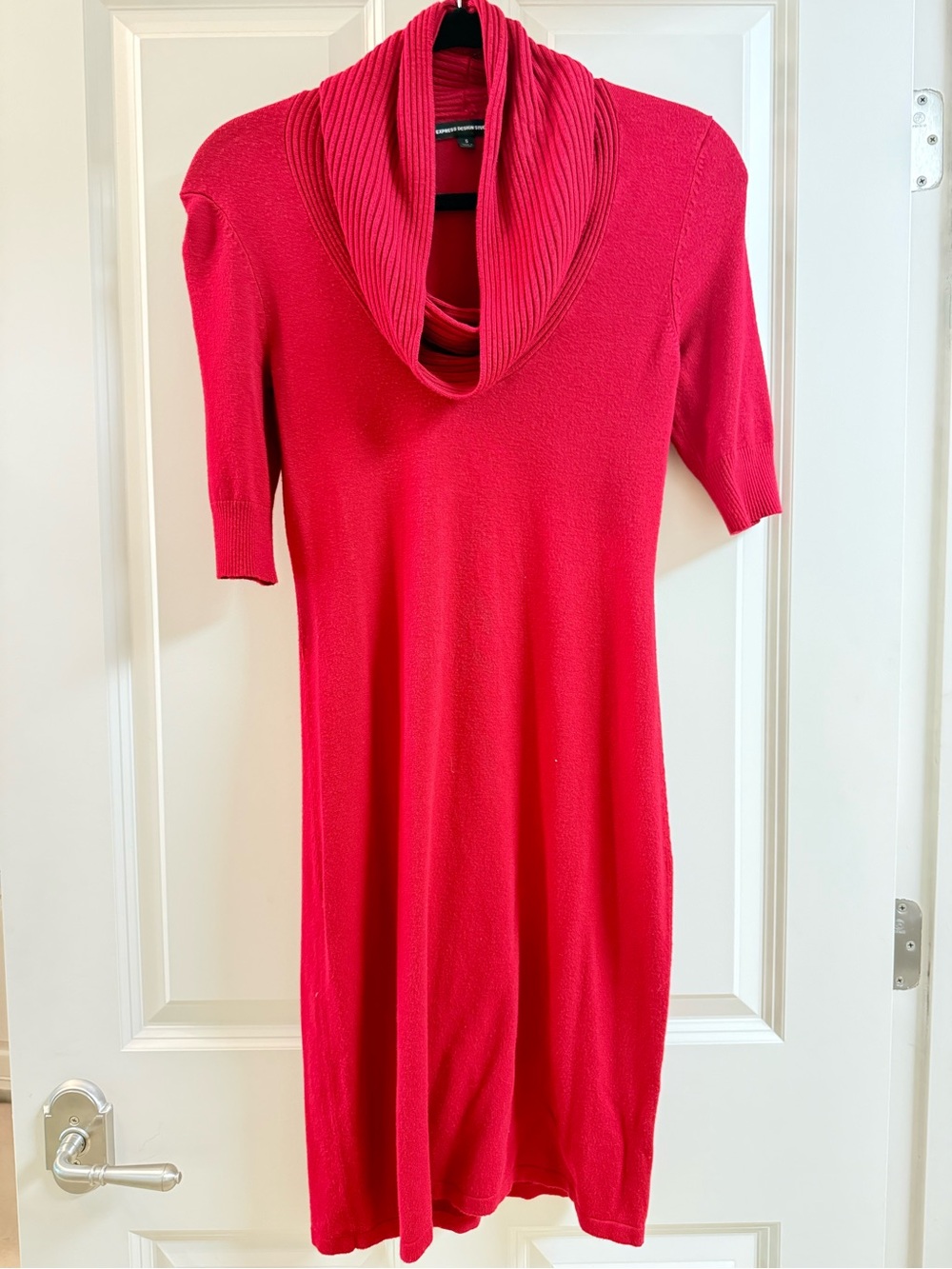 Express Cowl Neck Sweater Dress - Dark Red